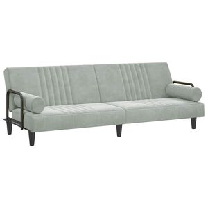 vidaXL B&auml;ddsoffa med armst&ouml;d ljusgr&aring; sammet