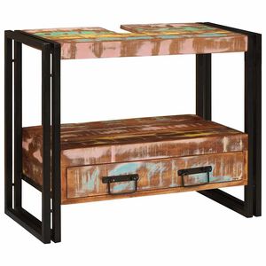 vidaXL Sminksk&aring;p Flerf&auml;rgsdesign 71 x 33 x 58 cm Solid &aring;tervunnen tr&auml;