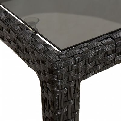 vidaXL Utebord 190x90x75 cm härdat glas och konstrotting svart