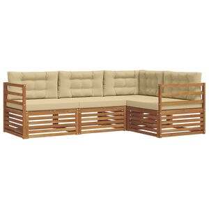 vidaXL Utomhussoffset med kudde 4 pcs Naturlig och Beige