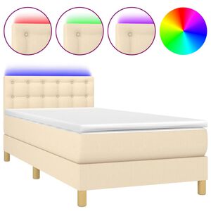 vidaXL Rams&auml;ng med madrass & LED gr&auml;ddvit 90x190 cm tyg