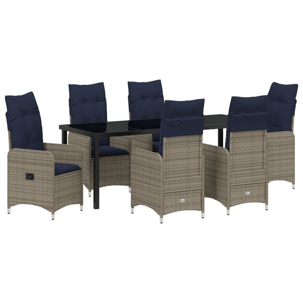 vidaXL Tr&auml;dg&aring;rdsm&ouml;belset med kudde 7 pcs Svart Poly rattan