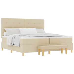 vidaXL B&auml;ddfj&auml;der med huvudgavel Kr&auml;m 200 x 200 cm tyg