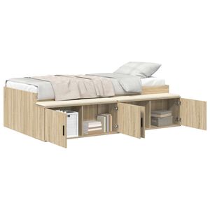 vidaXL S&auml;ngram med l&aring;da med d&ouml;rr Sonoma-ek 90 x 200 cm Konstruerat tr&auml;