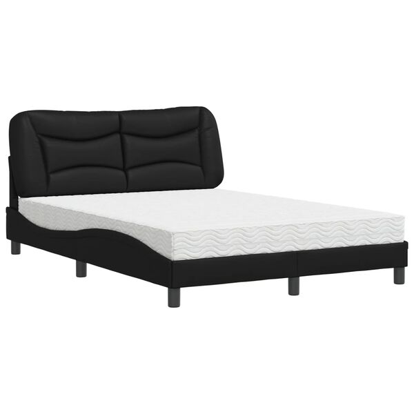 vidaXL Bed with Mattress "Hvar" Black 120x200 cm Faux Leather