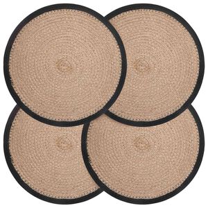 vidaXL Jute Placemats 4 st Naturlig och svart 100% Tossa Jute
