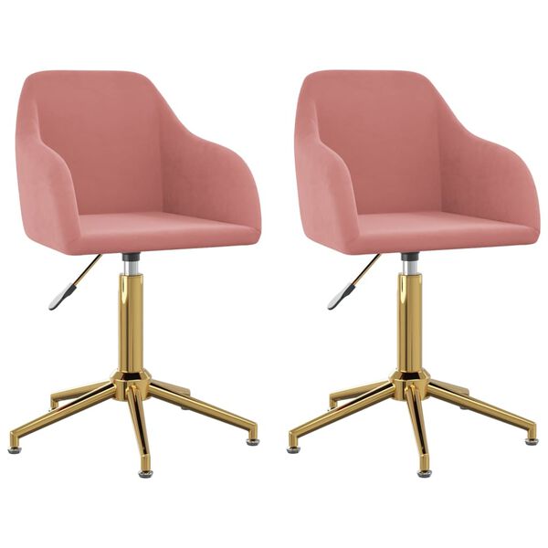 vidaXL Snurrbara matstolar 2 st rosa sammet