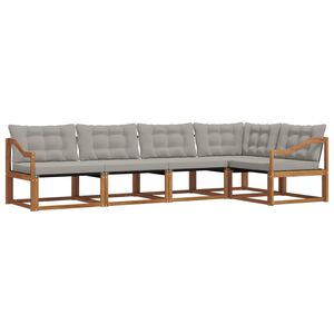 vidaXL Utomhussoffset med kudde 5 pcs Naturlig och Ljus Gr&aring;