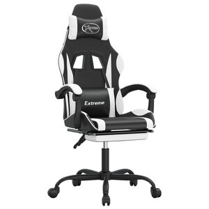 vidaXL Gamingstol med fotst&ouml;d svart och vit konstl&auml;der