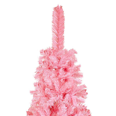 vidaXL Belyst plastgran slimmad med kulor rosa 120 cm