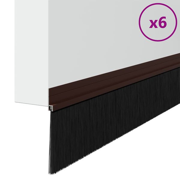 vidaXL Sj&auml;lvh&auml;ftande d&ouml;rrborstlist 6 pcs Brun 100 cm Aluminiumlegering