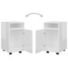 vidaXL Sidosk&aring;p med hjul vit h&ouml;gglans 33x38x60 cm konstruerat tr&auml;