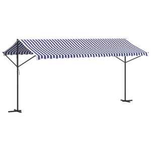 vidaXL Frist&aring;ende markis bl&aring; och vit 500x300 cm tyg och st&aring;l