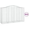 vidaXL Gabioner b&aring;gformade 15 st 200x50x120/140 cm galvaniserat j&auml;rn