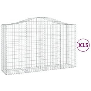 vidaXL Gabioner b&aring;gformade 15 st 200x50x120/140 cm galvaniserat j&auml;rn