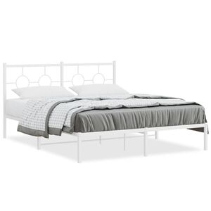 vidaXL S&auml;ngram med huvudgavel metall vit 150x200 cm