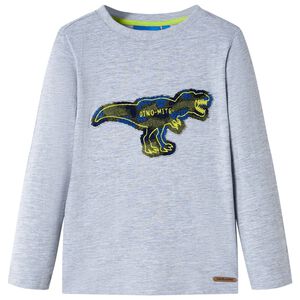T-shirt med l&aring;nga &auml;rmar f&ouml;r barn gr&aring; melange 128