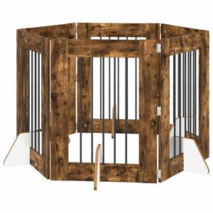 vidaXL Hundgrind med st&auml;llningar 6 pcs R&ouml;kt ek 60 x 80 cm