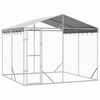 vidaXL Hundg&aring;rd med tak silver3x3x2,5 m galvaniserat st&aring;l