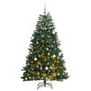 vidaXL Plastgran med g&aring;ngj&auml;rn 300 LEDs & kulor 240 cm