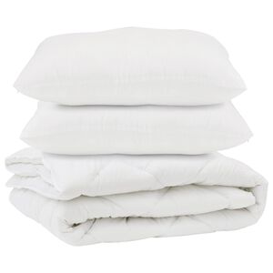 vidaXL Dunt&auml;cke med kudde 3 pcs Vit Mikrofiber