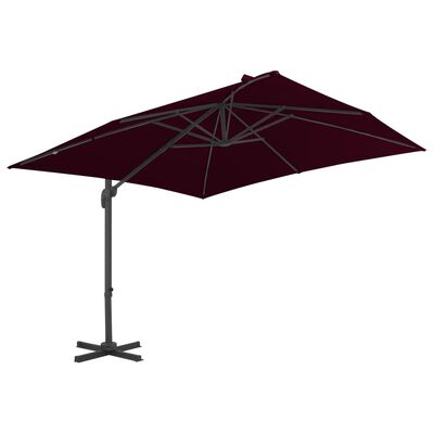 vidaXL Frihängande parasoll med aluminiumstång vinröd 300x300 cm
