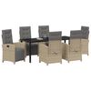 vidaXL Tr&auml;dg&aring;rdsm&ouml;belset med kudde 7 pcs Beige konstrotting