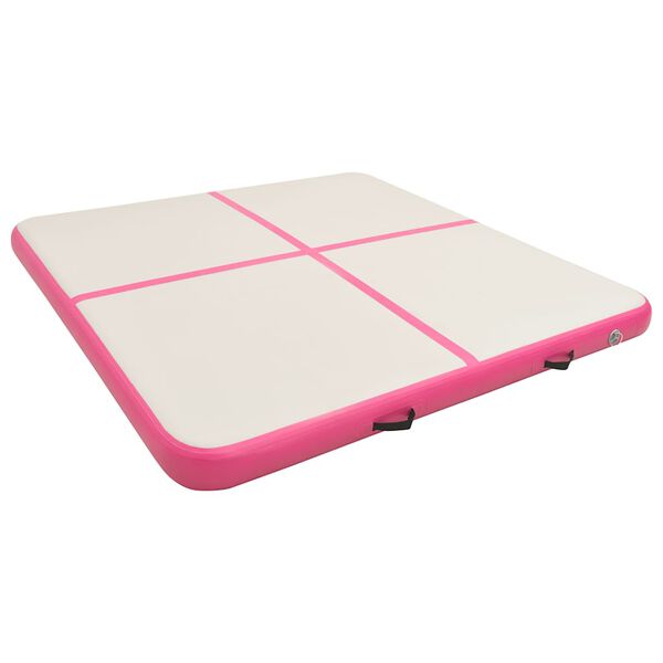 vidaXL Uppbl&aring;sbar gymnastikmatta med pump 200x200x20 cm PVC rosa