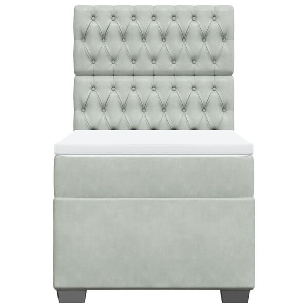 vidaXL Rams&auml;ng med madrass ljusgr&aring; 100x200 cm sammet