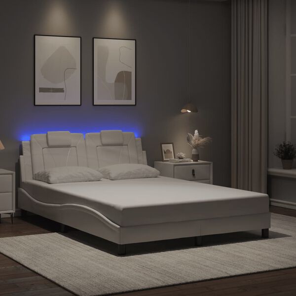vidaXL Bed Frame "Viana" with LED without Mattress White 120x200 cm