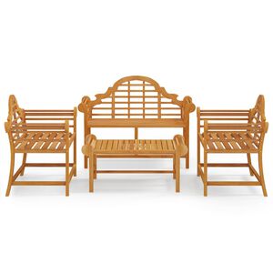 vidaXL Loungegrupp 4 delar massiv teak