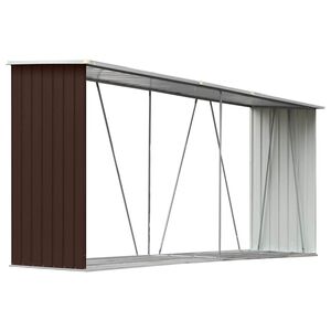 vidaXL Vedskjul i galvaniserat st&aring;l 330x84x152 cm brun