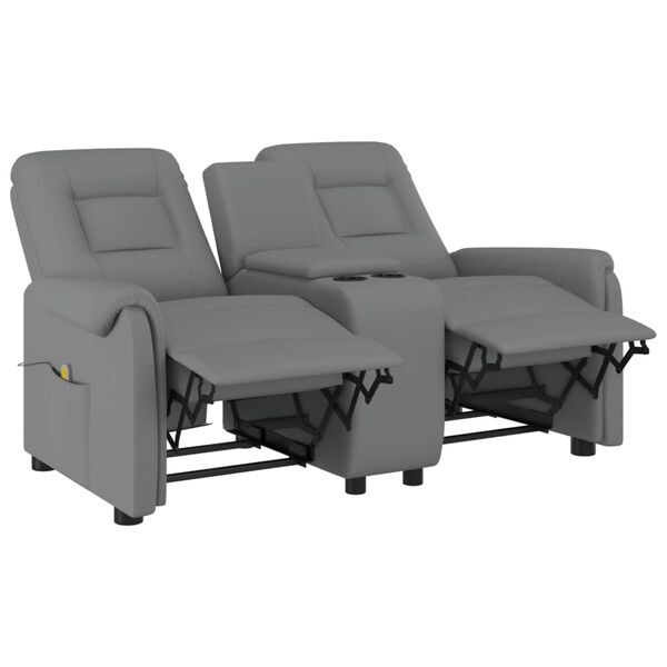 vidaXL Massagefåtölj med kopphållare 2-sits grå