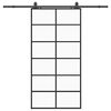 vidaXL Skjutd&ouml;rr med beslag svart 90x205 cm ESG-glas