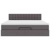 vidaXL Ottomansk säng med madrasser&LEDs grå 160x200cm konstläder