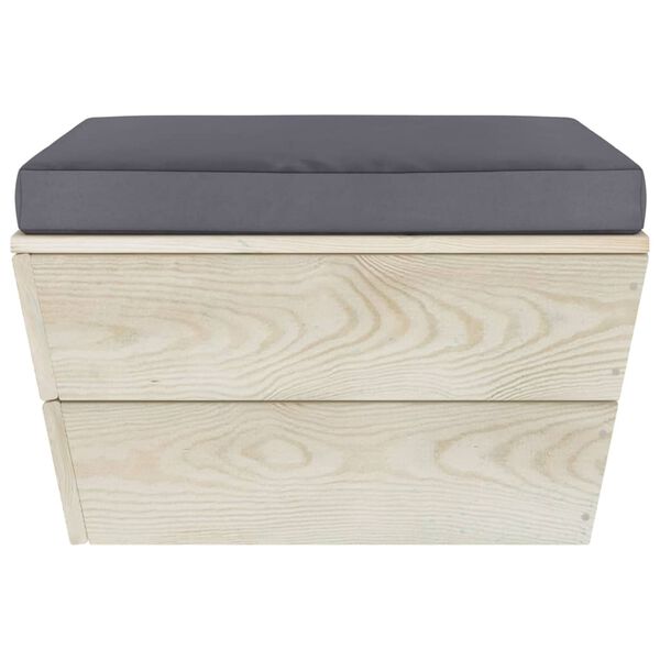 vidaXL Ottoman med dyna till pallsoffa impregnerat grantr&auml;