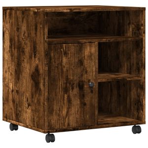 vidaXL Skrivarställ med hjul rökfärgad ek 60x50x67 cm