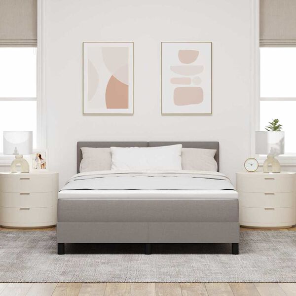 vidaXL Kontinentals&auml;ng med madrass med madrass Taupe 140 x 200 cm tyg