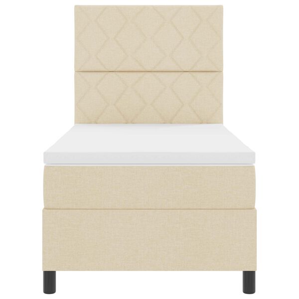 vidaXL B&auml;ddfj&auml;der med madrass med huvudgavel Kr&auml;m 100 x 200 cm tyg