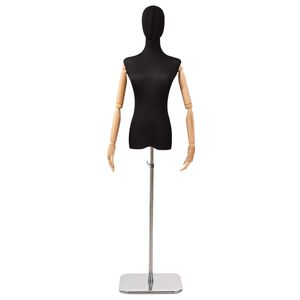 vidaXL Justerbar mannek&auml;ng 165-213 cm med bas Kvinna PP Svart