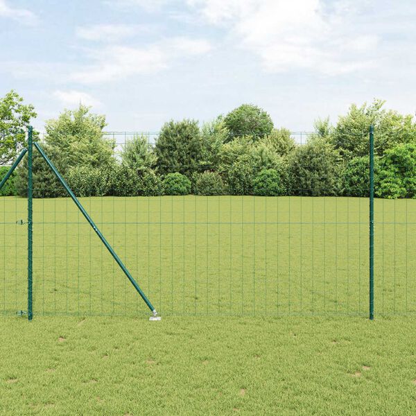 vidaXL St&auml;ngsel med stolpe Gr&ouml;n 1,6 x 10 m St&aring;l och PVC