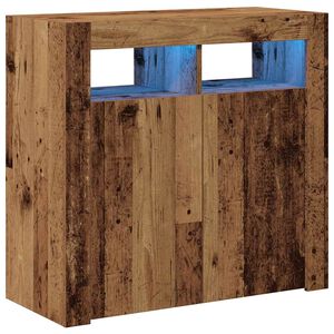vidaXL Sk&auml;nk med LED-belysning &aring;ldrat tr&auml; 80x35x75 cm konstruerat tr&auml;