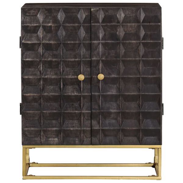 vidaXL Sk&auml;nk svart 60x35x75 cm massivt mangotr&auml;