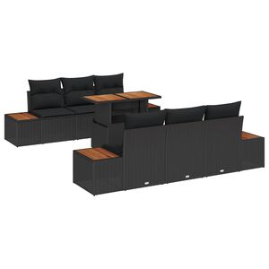 vidaXL Tr&auml;dg&aring;rdsoffset med lagring 7 pcs Svart Poly rattan