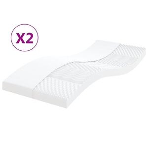 vidaXL Skummadrasser 2 st vit 90x200 cm 7-zoner h&aring;rdhet 20 ILD