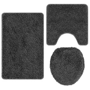 vidaXL Antisklid badmatta set 3 st M&ouml;rkgr&aring; 50 x 80 cm PP