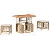 vidaXL Tr&auml;dg&aring;rdsm&ouml;belset 3 pcs Natur och Vit Poly Rattan och Akaciatr&auml;