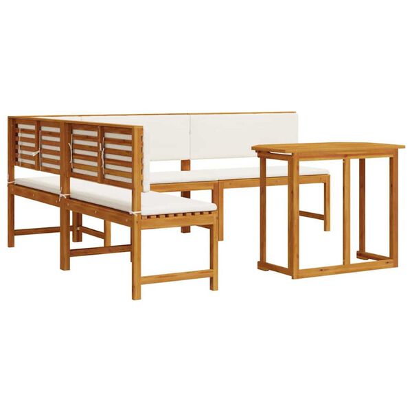 vidaXL Bänkset för trädgården 4 pcs Brun massivt akacia