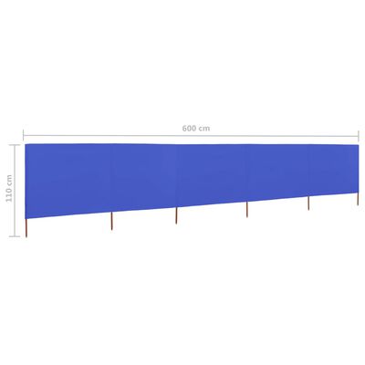 vidaXL Vindskydd 5 paneler tyg 600x80 cm azurblå