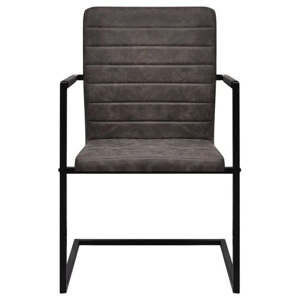 vidaXL Fribärande matstolar 4 st mörkbrun konstläder